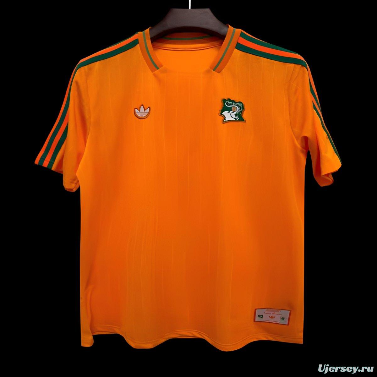 2026 Ivory Coast Adidas Terrace Icons Orange Jersey