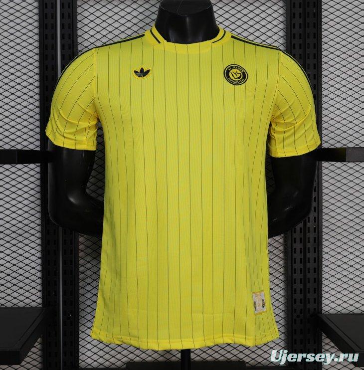 25/26 Player Version Al Nassr FC Yellow with Thin Black Pinstripes Jersey