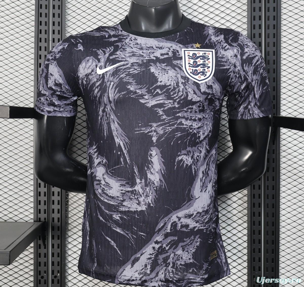 Player Version 2026 England Dark Navy with Lion Brushstroke Pattern Jersey