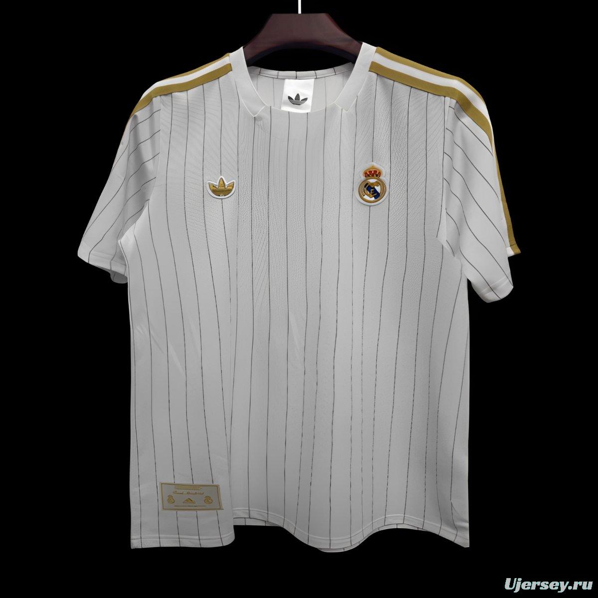 2026 Real Madrid Adidas Terrace Icons White Gold Jersey