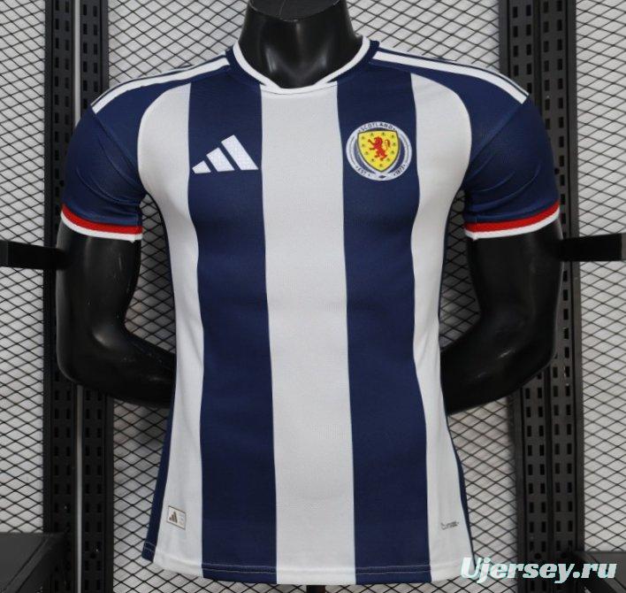 Player Version 2027 Scotland Away White/Navy Vertical Stripes Jersey