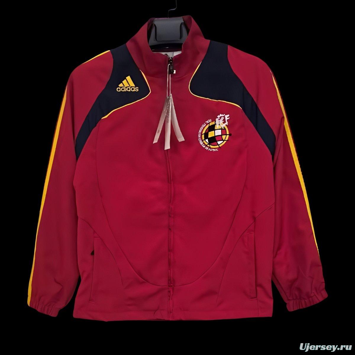 2026 Spain Vintage Adidas Red Full Zipper Windbreaker