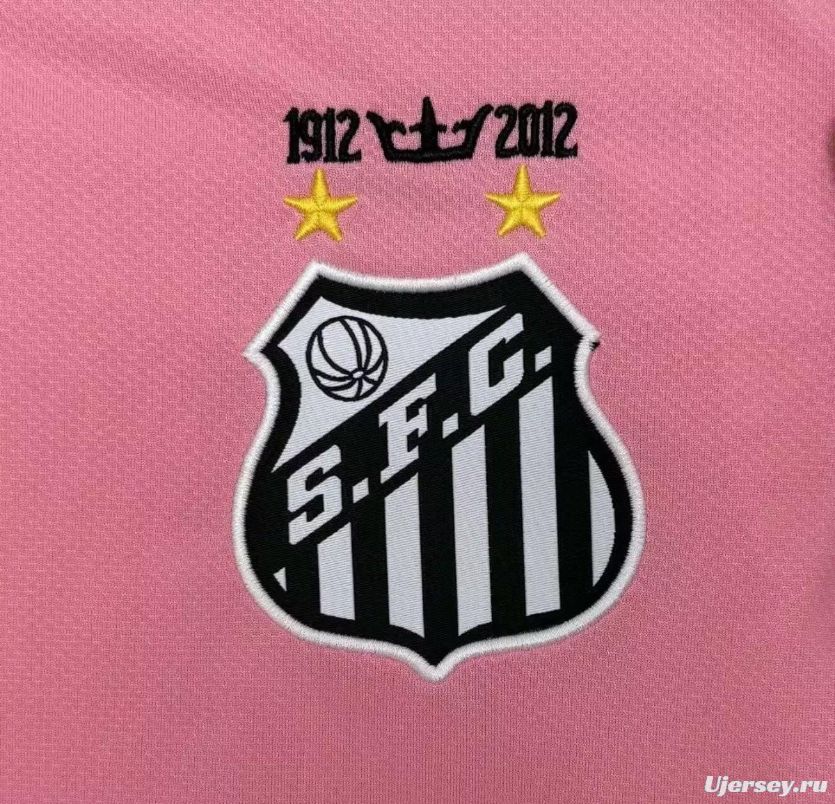 Retro 12/13 Santos Away Pink Long Sleeve Jersey