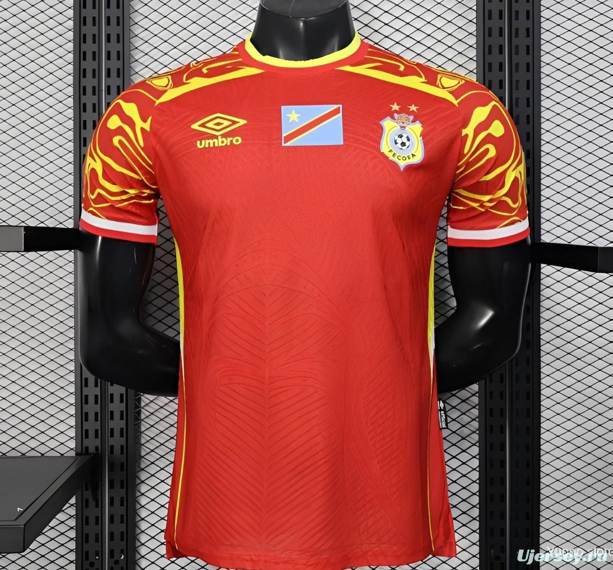 Player Version 2026 DR Congo Away Red Yellow Flame Jersey