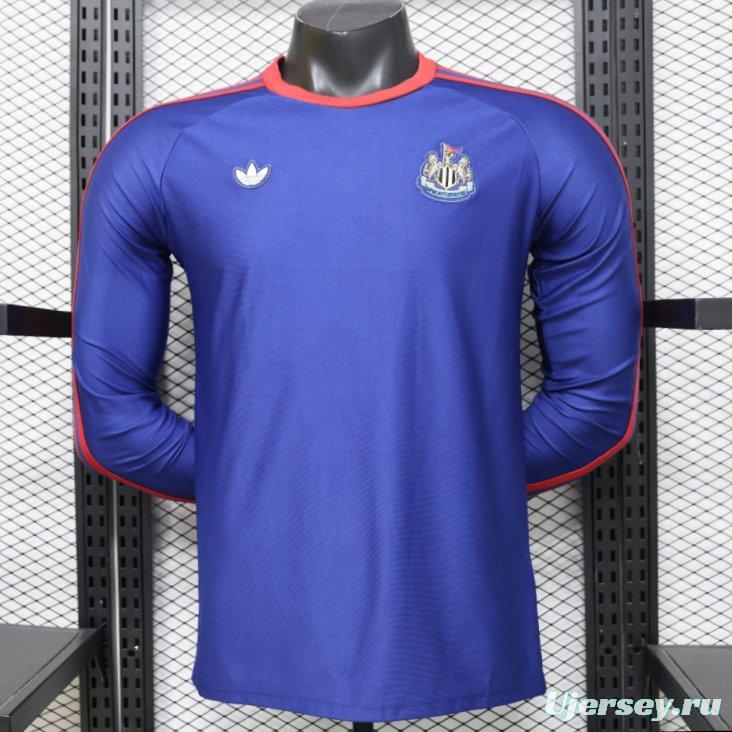Player Version 26/27 Newcastle United Blue 1990 Vintage Remake  Long Sleeve Away Jersey