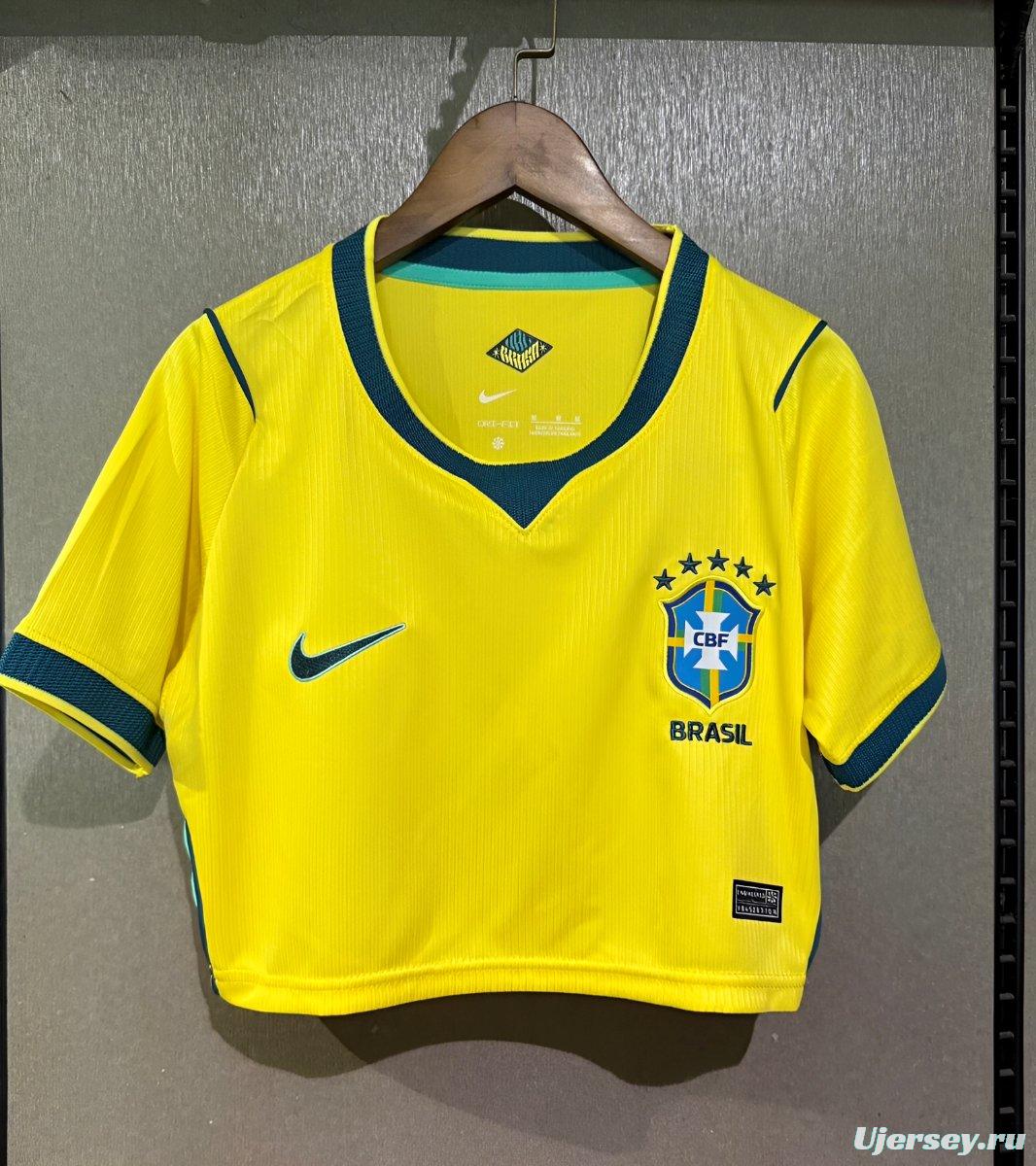 2026 Brazil Home Women Cropped Jersey