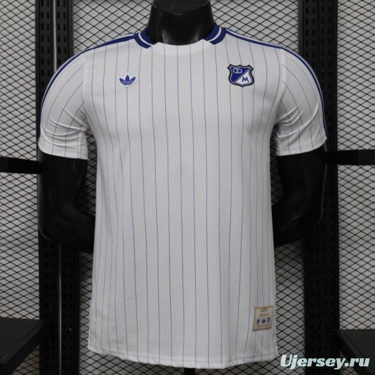 Player Version 26/27 Millonarios FC White & Navy Blue Pinstripe Retro Special Edition Home Jersey