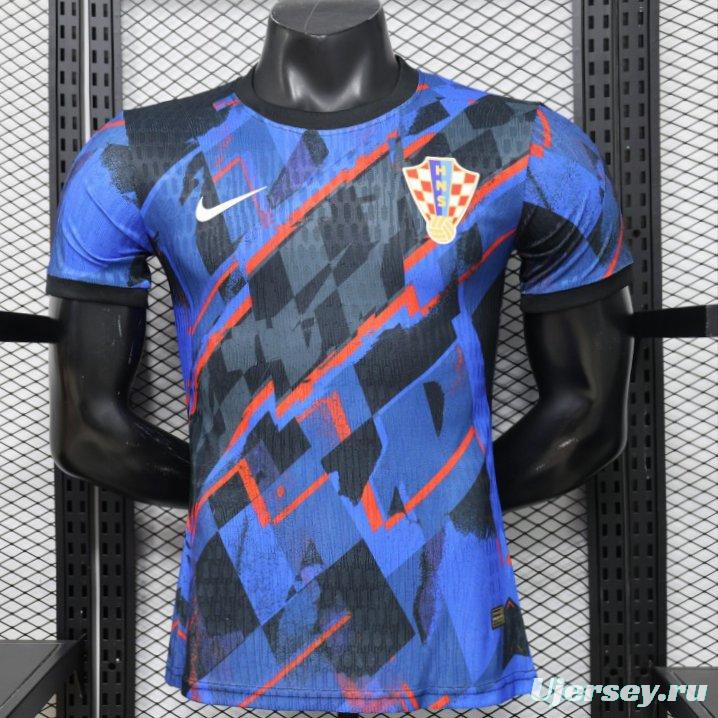 Player Version 2026 Croatia Third Special Edition Blue with Abstract Geometric Brushstroke Pattern Jersey