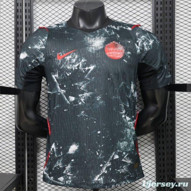 Player Version 2026 Canada Third Dark Grey with Shattered Ice Crystal Allover Print Jersey