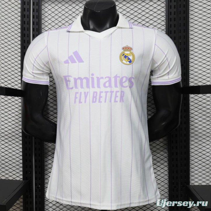 Player Version 26/27 Real Madrid Home White with Purple Pinstripe Jersey