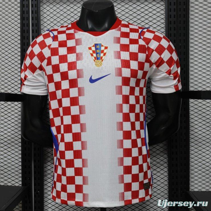Player Version 2026 Croatia Home White & Red with Gradient Checkerboard Pattern Jersey