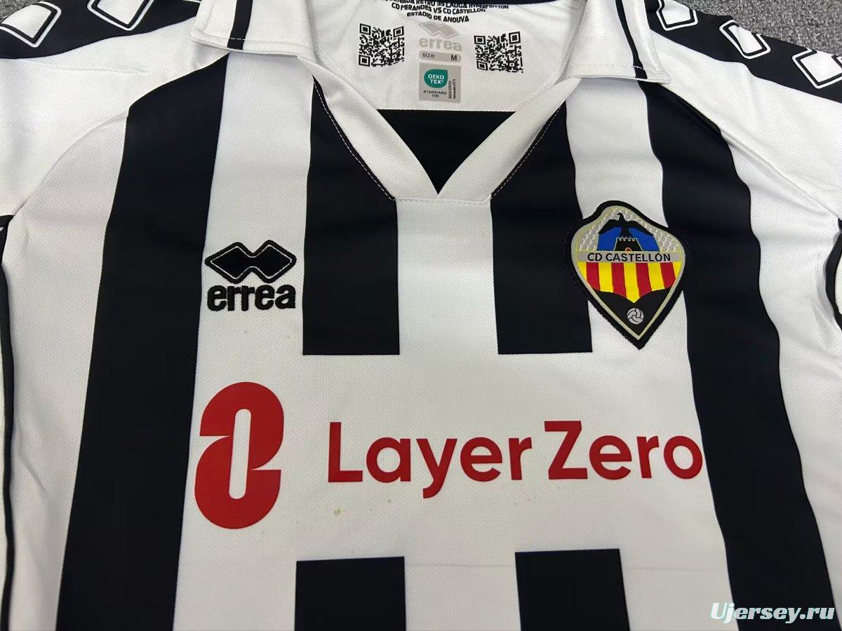 25/26 Errea CD Castellón Vintage Black White Home Jersey