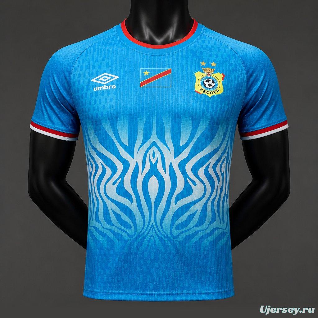 Player Version 2026 DR Congo Home Sky Blue Flame Jersey