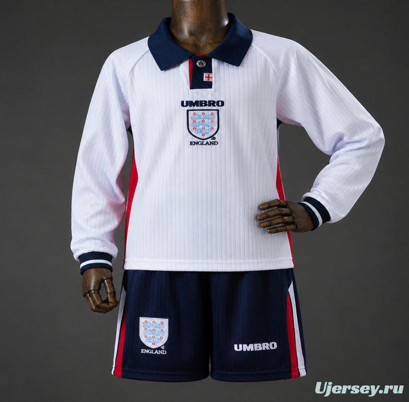 1998 Kids England Home Retro Long-Sleeved Kit Jersey Size 16-28