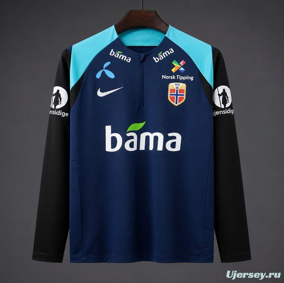2026 Norway Dark Blue Half Zipper Training Jacket