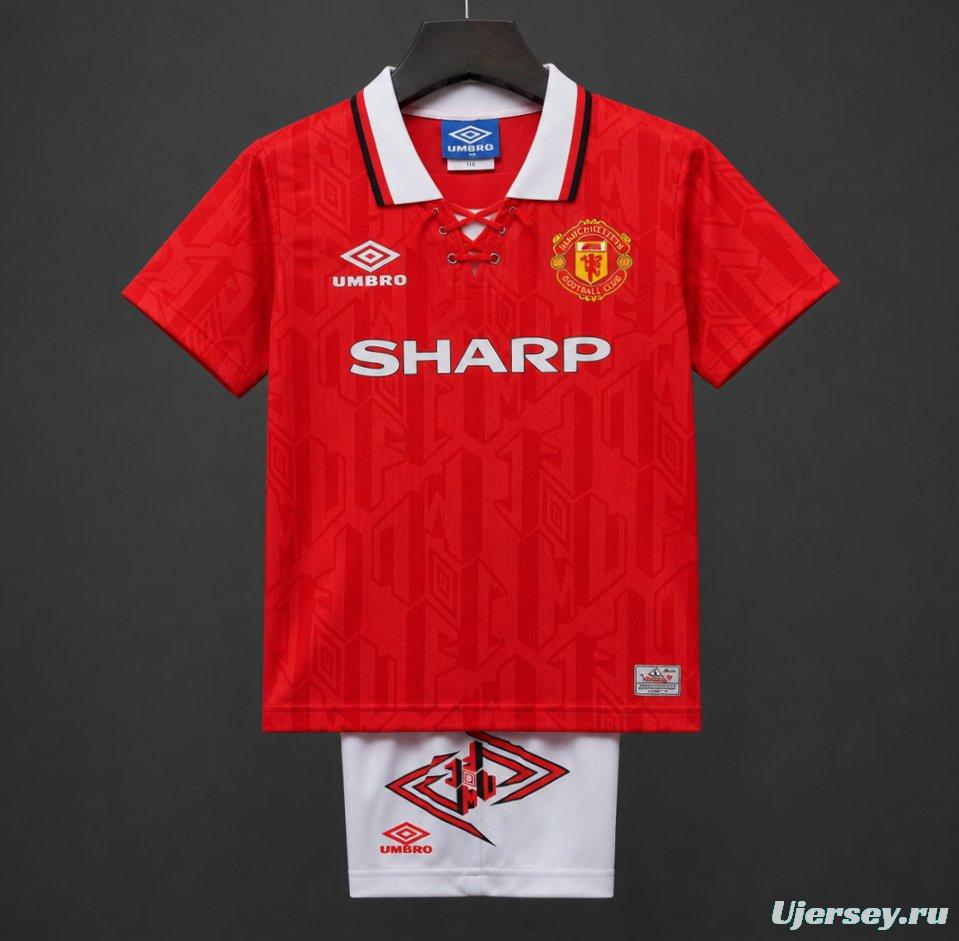 Retro Kids 92/94 Manchester United Red Home Jersey