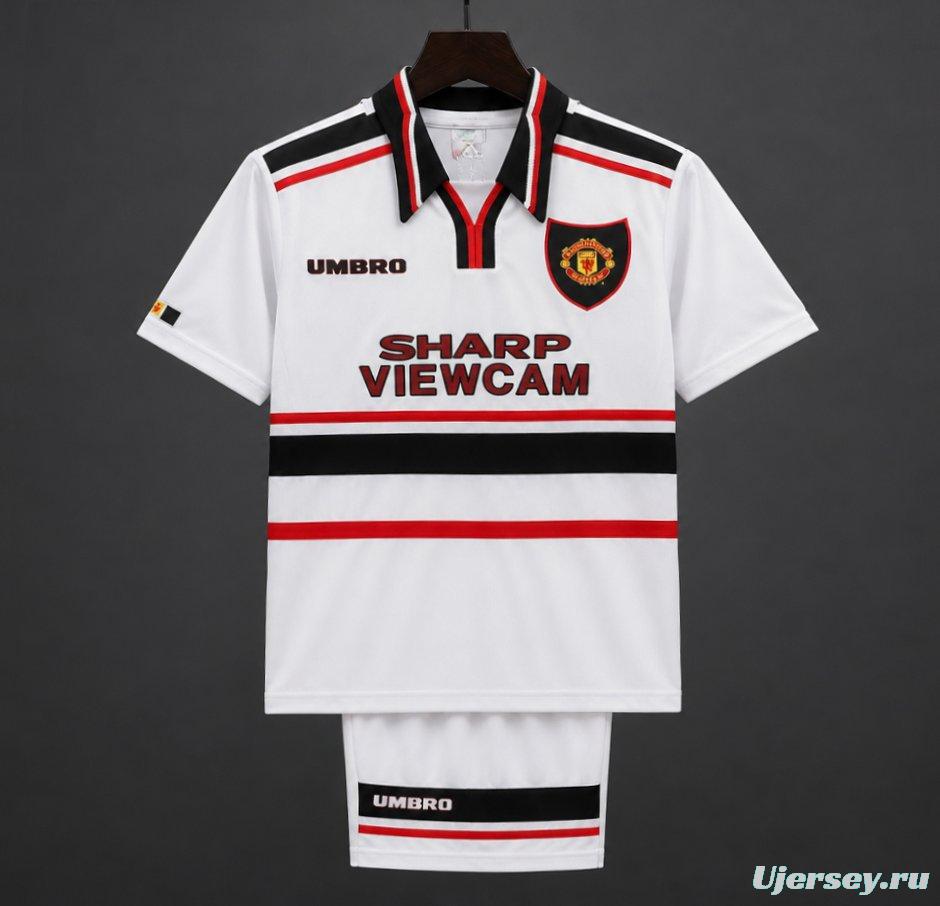 Retro Kids 98/99 Manchester United White Away Jersey