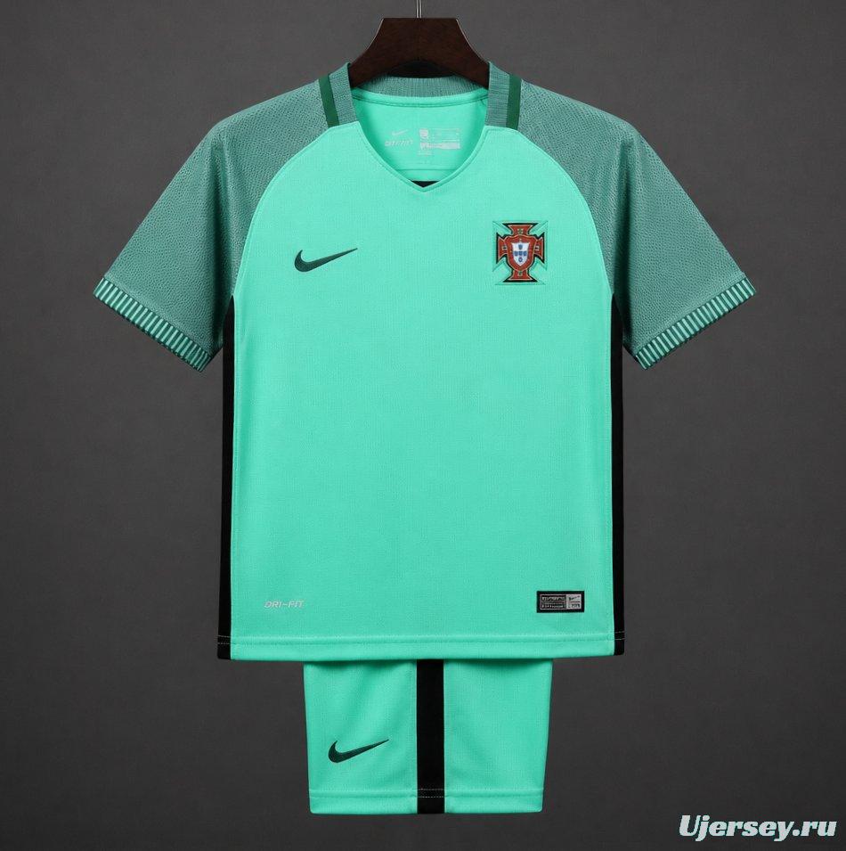 Retro Kids 2016 Portugal Away Green Jersey