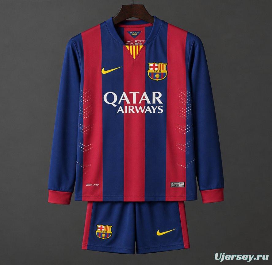 Retro Kids 14/15 Barcelona Home Long Sleeve Jersey
