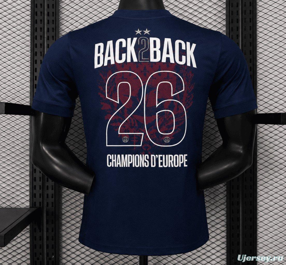 Player Version 2 Star 25/26 PSG Home Jersey With Champions of Europe 2026 Printing