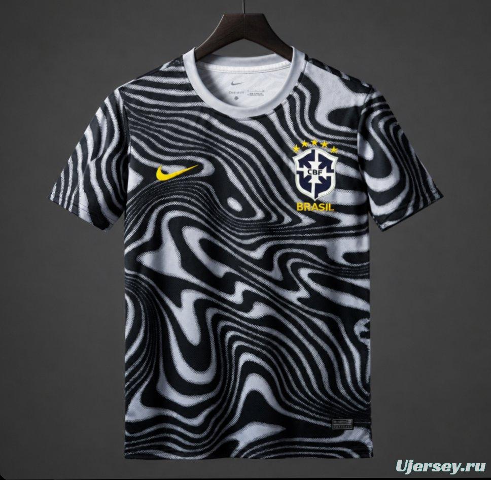2026 Brazil Grey/Black Cotton T-Shirt