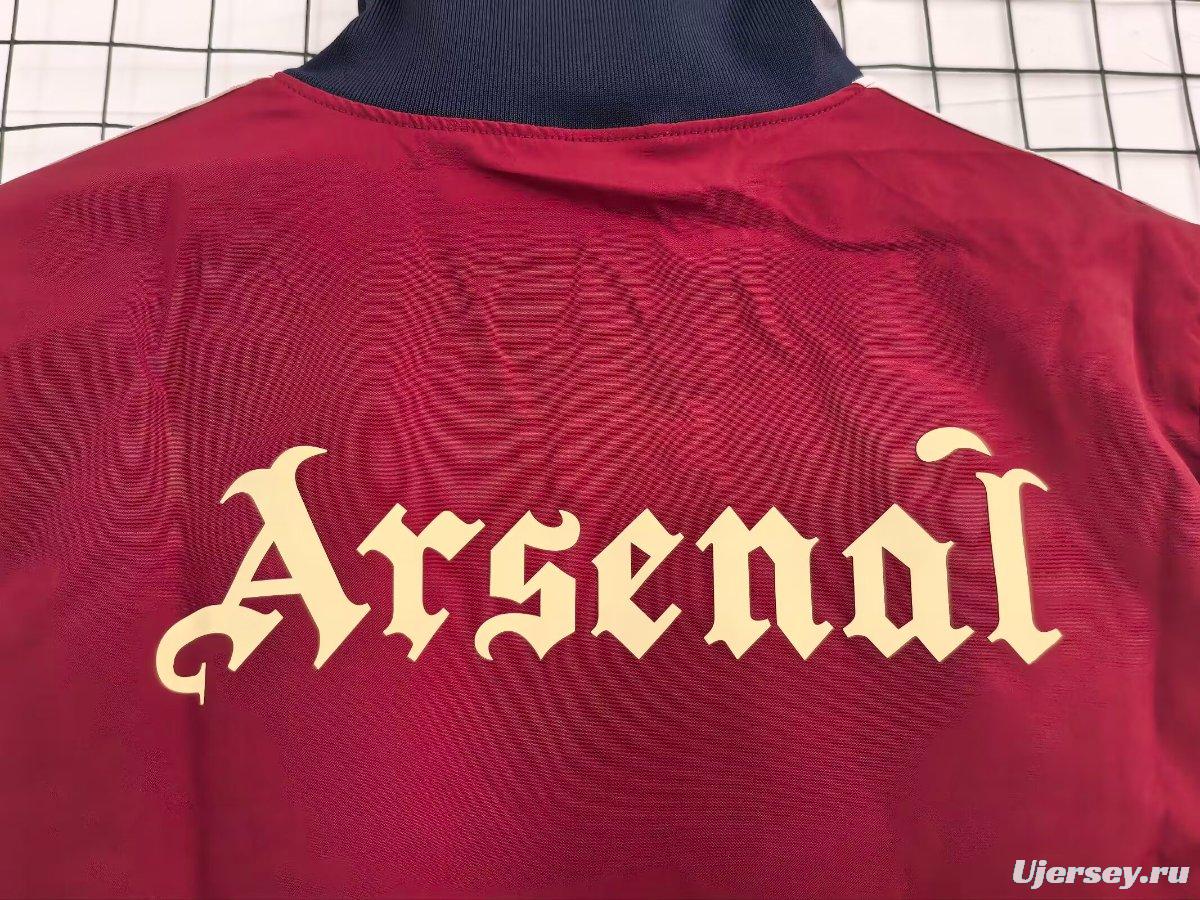 26/27 Arsenal Track Jacket Burgundy Black Full Zipper Windbreaker