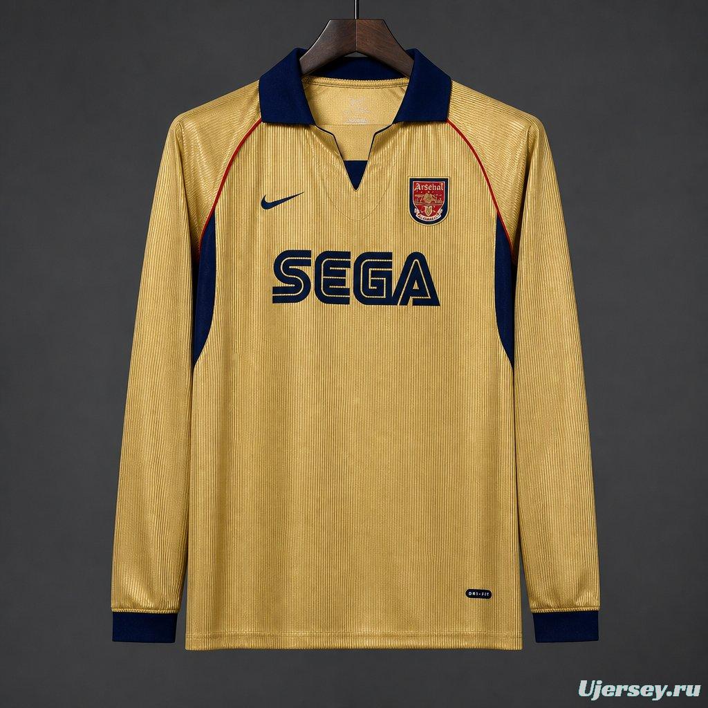 26/27 Arsenal Vintage 2001/02 Remake Gold Long Sleeve Away Jersey