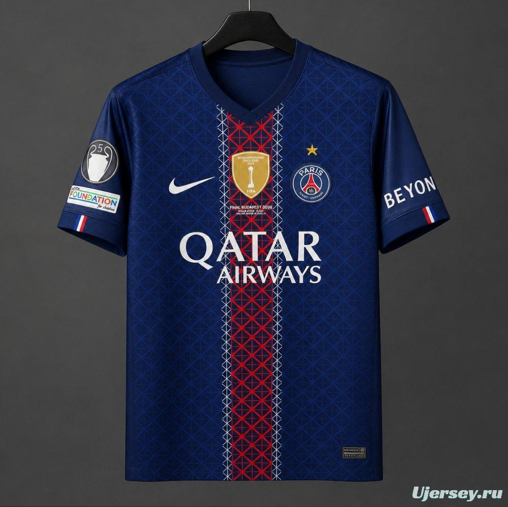 25/26 PSG Home Jersey With Full Champion League Patch