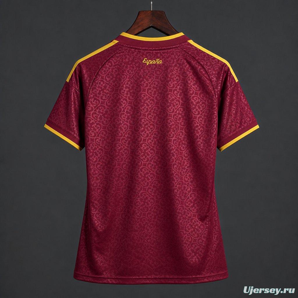 2 Star 2026 Womens Spain Away Red Special Edition Jersey With Champion Patch