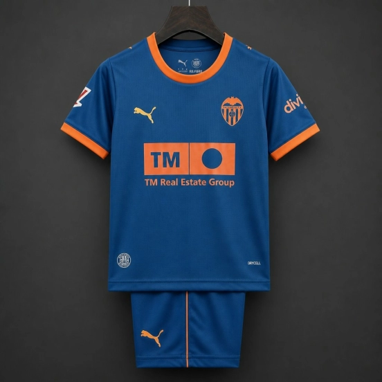 26/27 Kids Valencia CF Away Navy Blue Jersey Kit