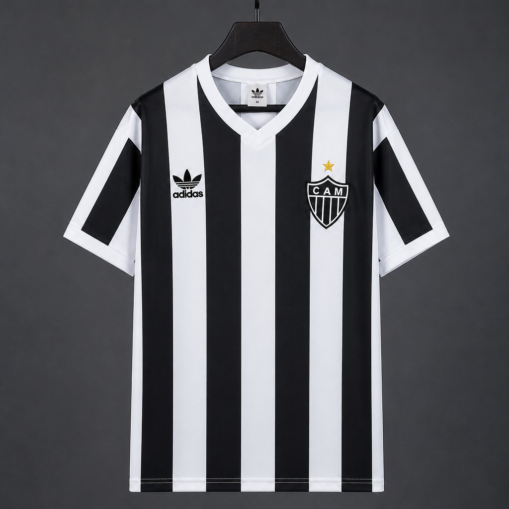 Retro 1983 Atletico Mineiro Home  Black/White Stripes Jersey