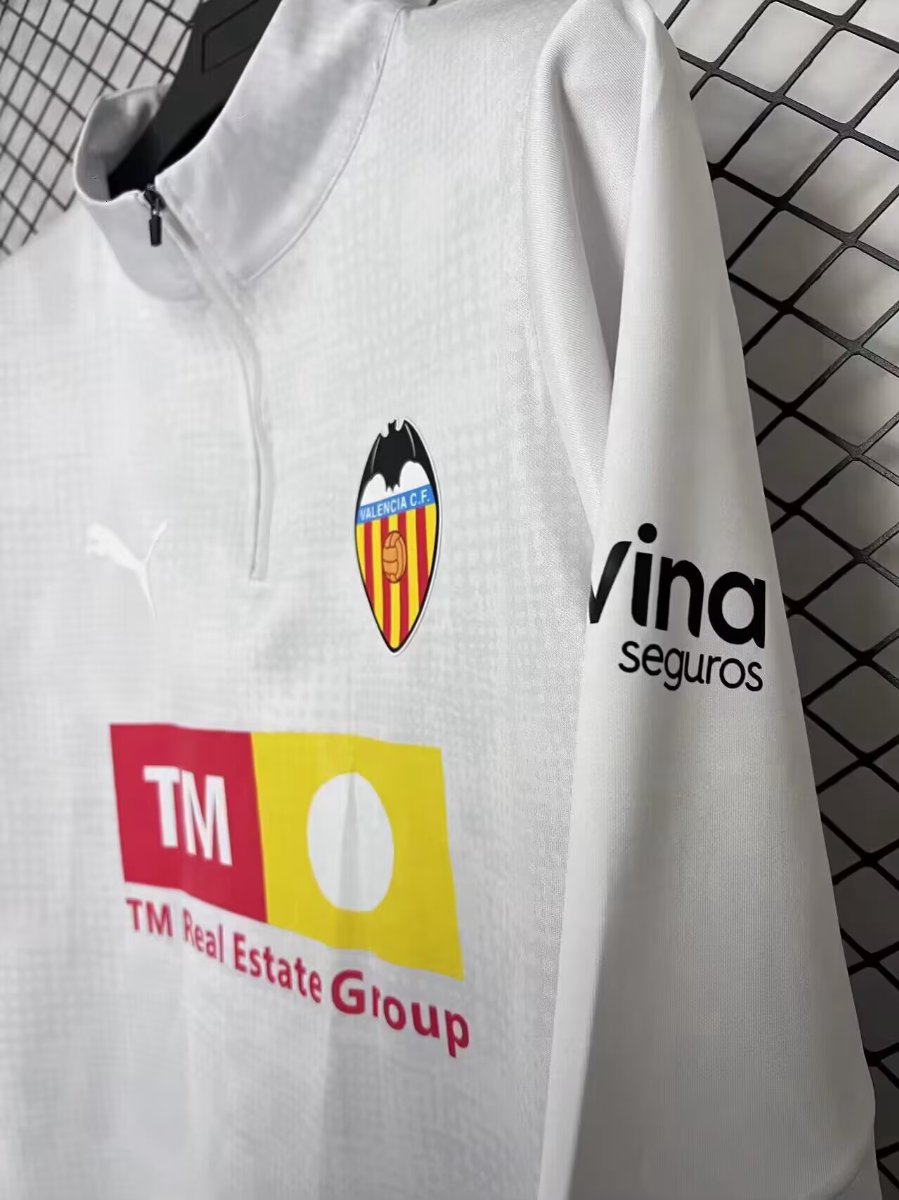 25/26 Valencia CF White Long Sleeve Half-Zip Training Top